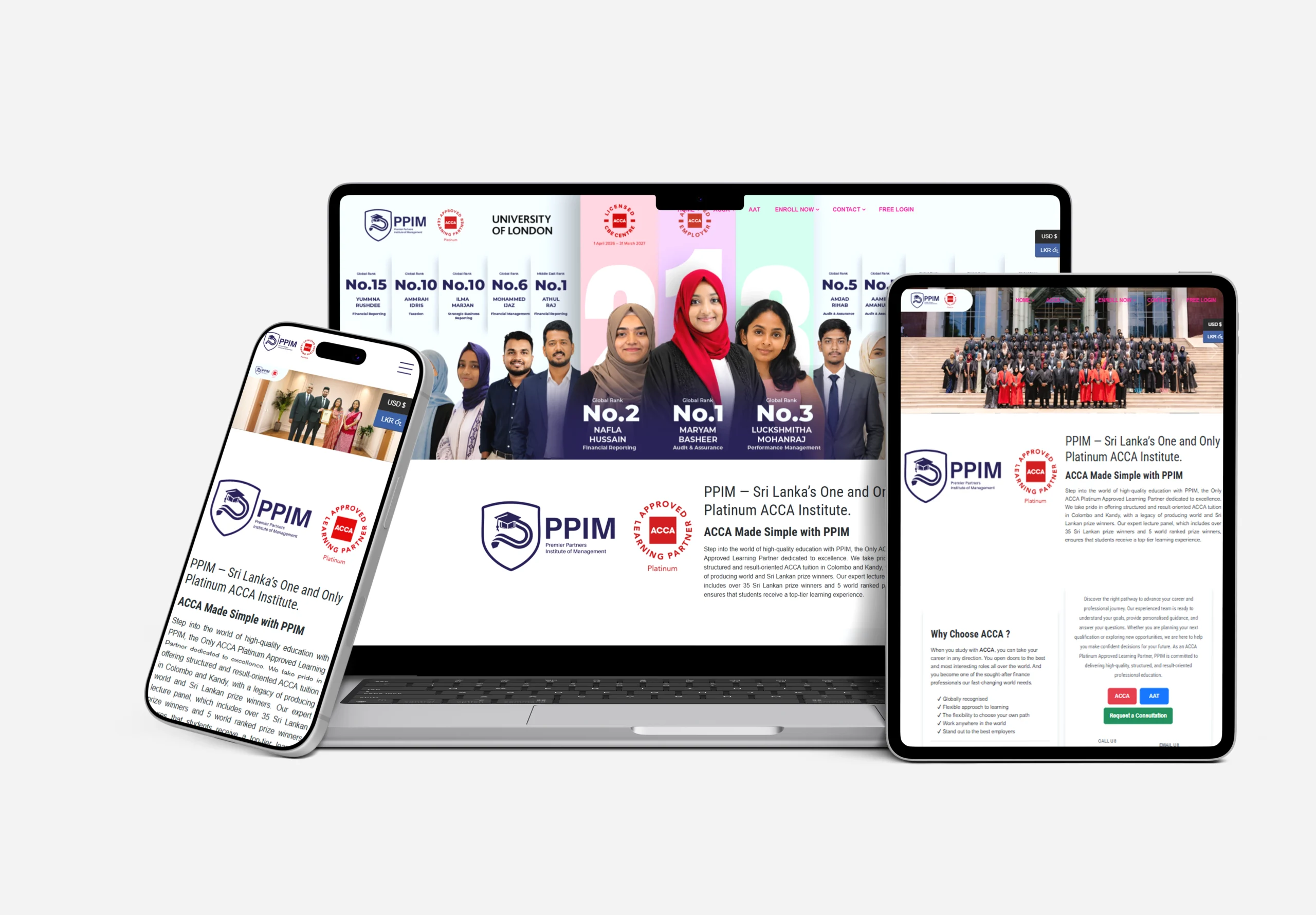 PPIM education website design and development by Zypher Tech Sri Lanka