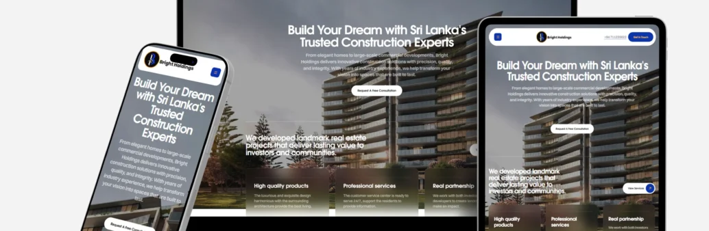 Bright Holdings construction website development Sri Lanka by Zypher Tech