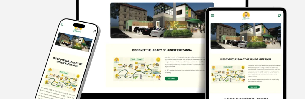 Junior Kuppanna restaurant website development Sri Lanka by Zypher Tech
