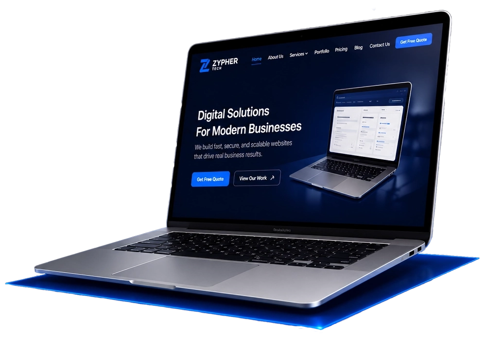 Zypher Tech web design and development company in Sri Lanka website preview on laptop